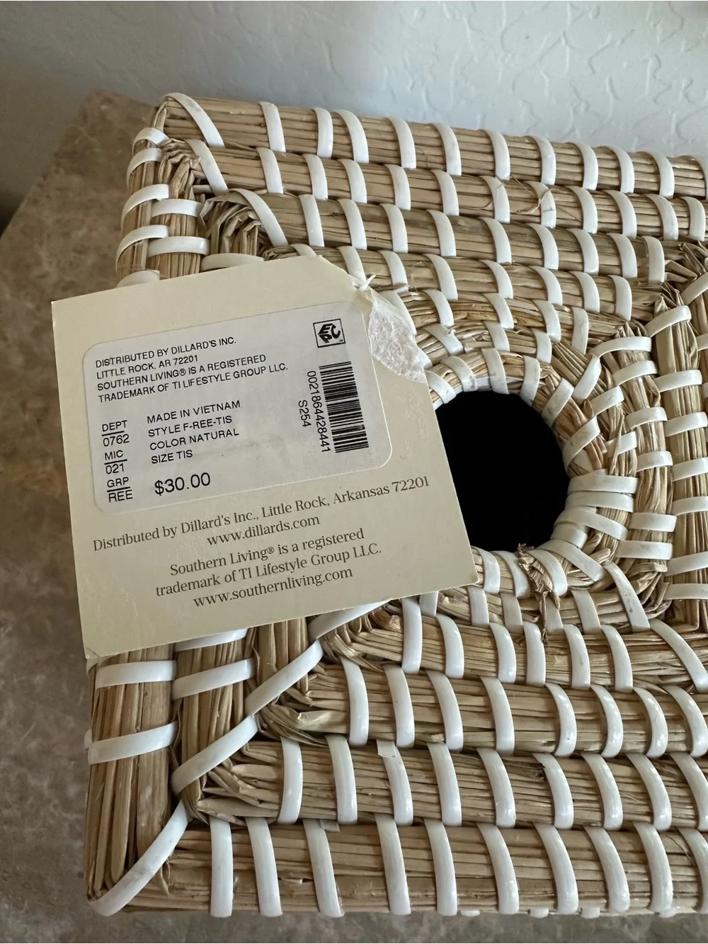 Southern Living Natural and White Woven Bath Accessory Set